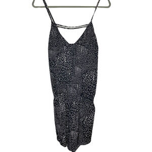 Fabletics Black & White Patterned Spaghetti Strap Romper